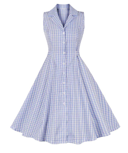 Vintage Floral V-Neck Sleeveless High-Waist Dress