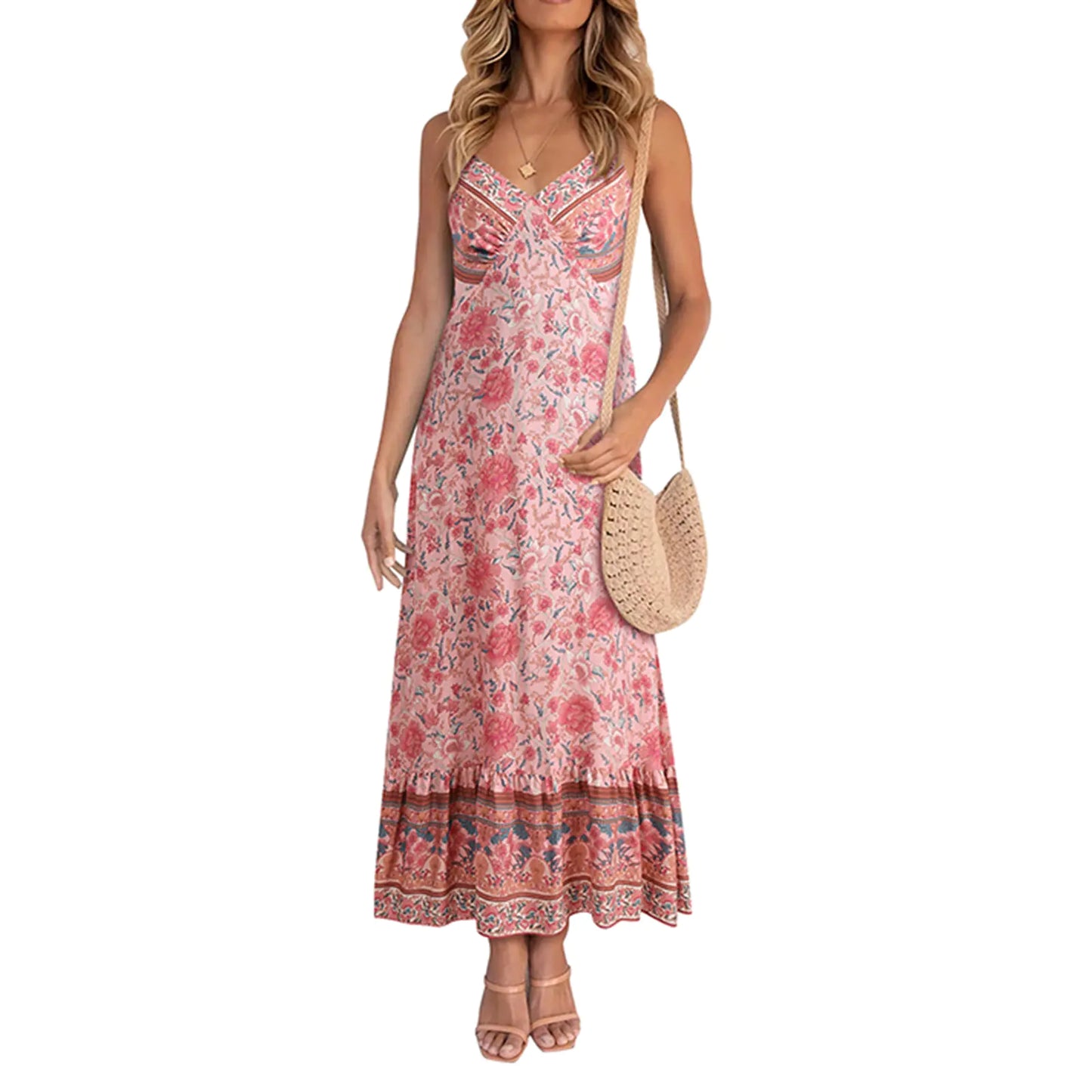 2021 Women's Casual Sexy Floral Print V-Neck Dress