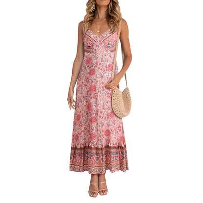 2021 Women's Casual Sexy Floral Print V-Neck Dress