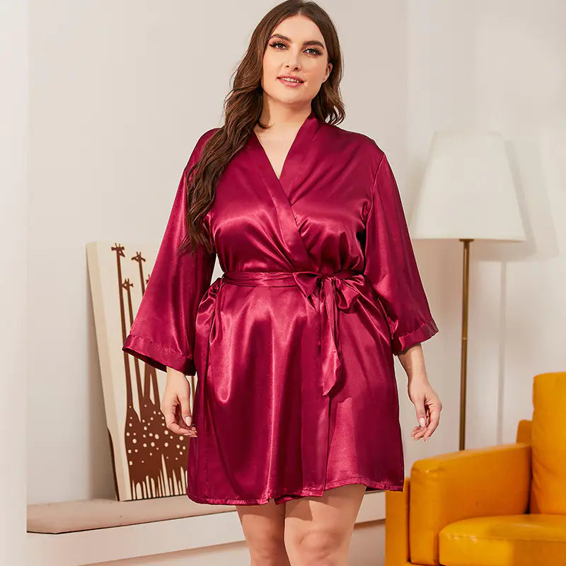 Plus Size Silk Robe for Women - Summer Loungewear