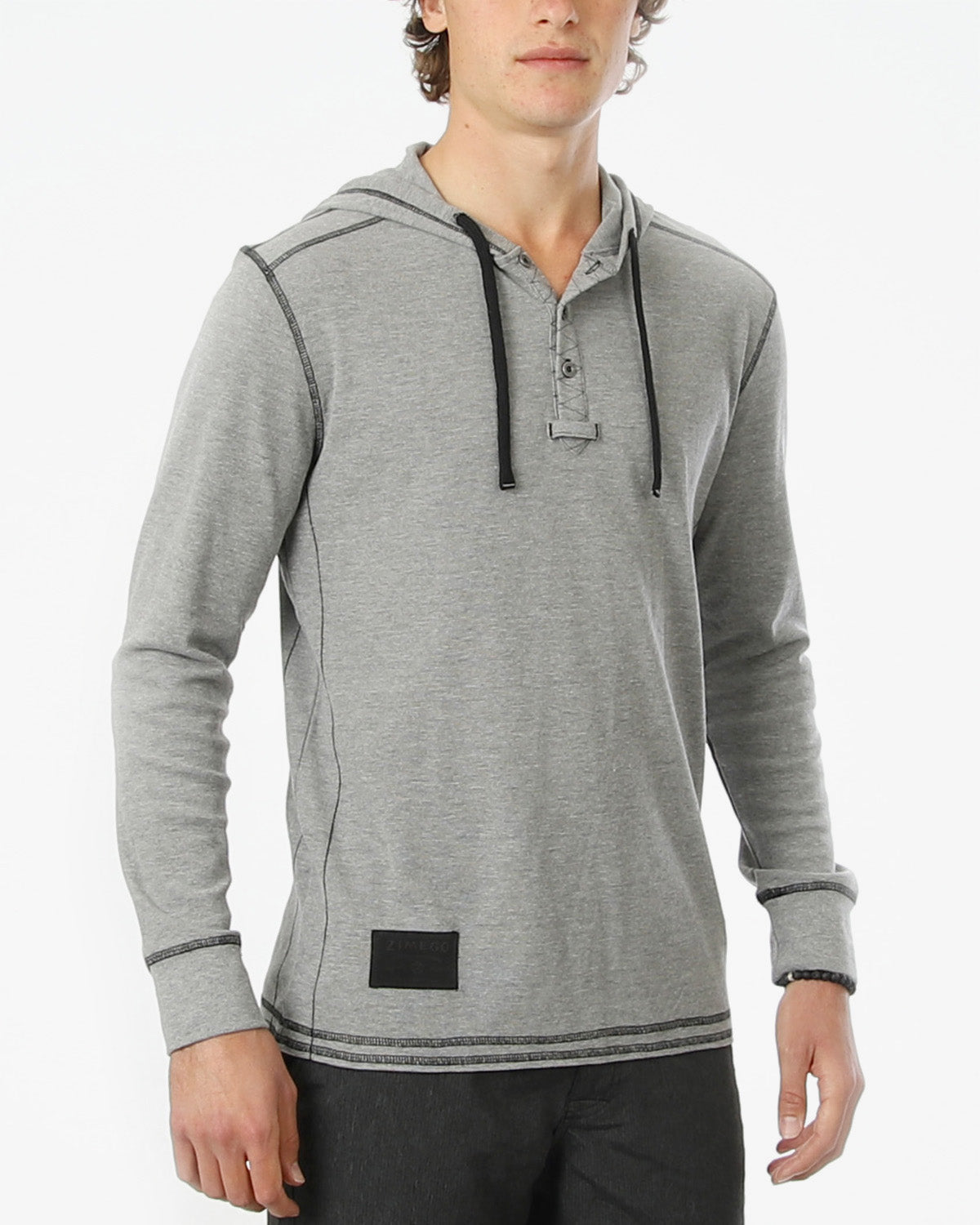 Vintage Thermal Long Sleeve Lightweight Fashion Hooded Henley-1