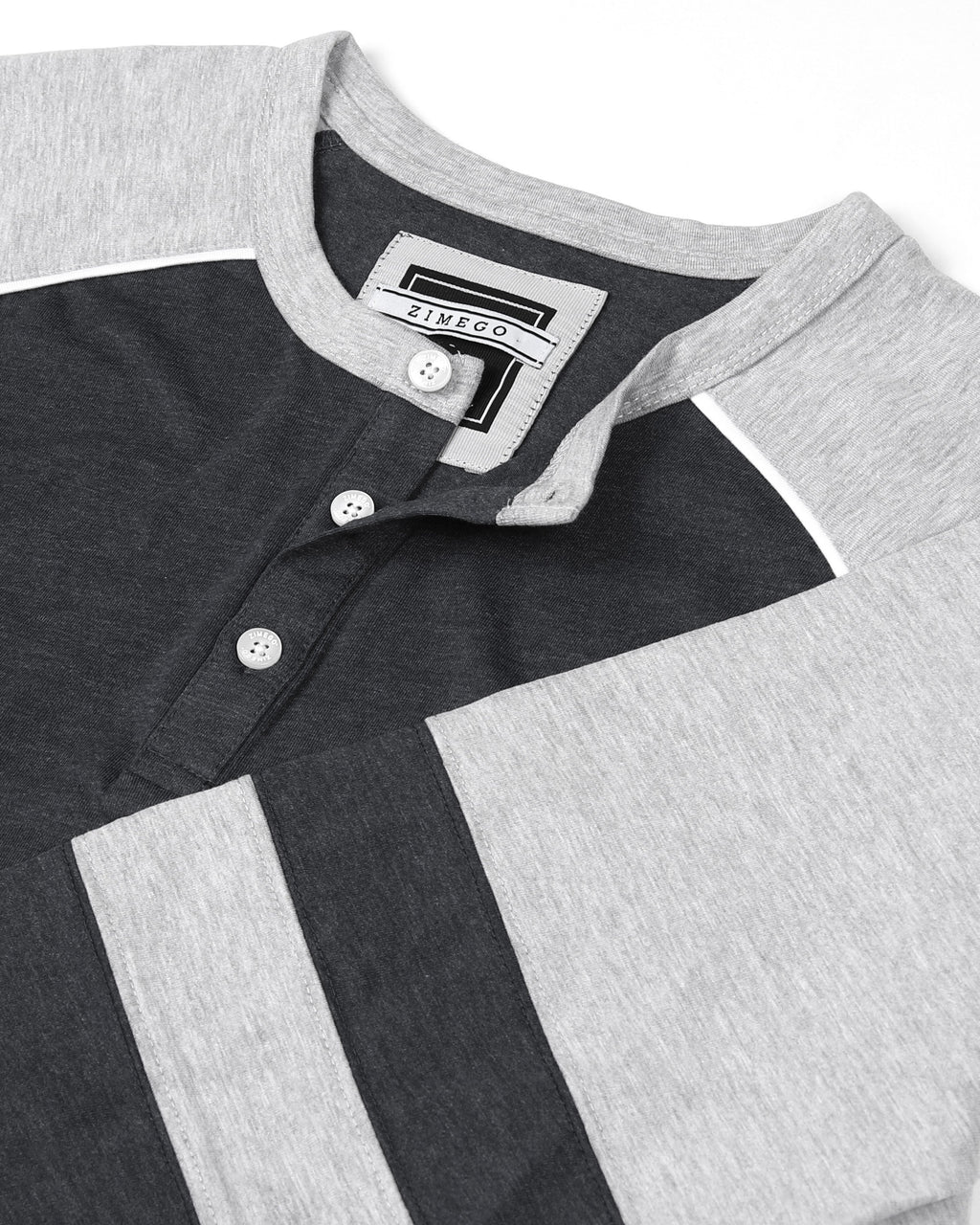 Color Block 3/4 Sleeve Stretch Casual Baseball Button Henley Shirts-4