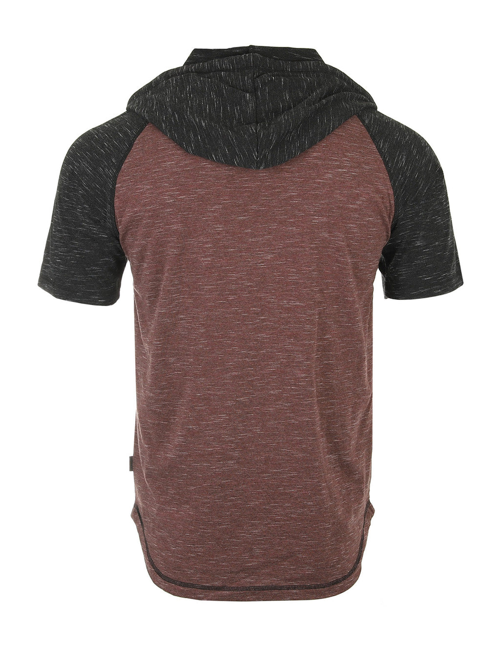 ZIMEGO Short Sleeve Raglan Henley Hoodie Round Bottom Semi Longline T-Shirt-2