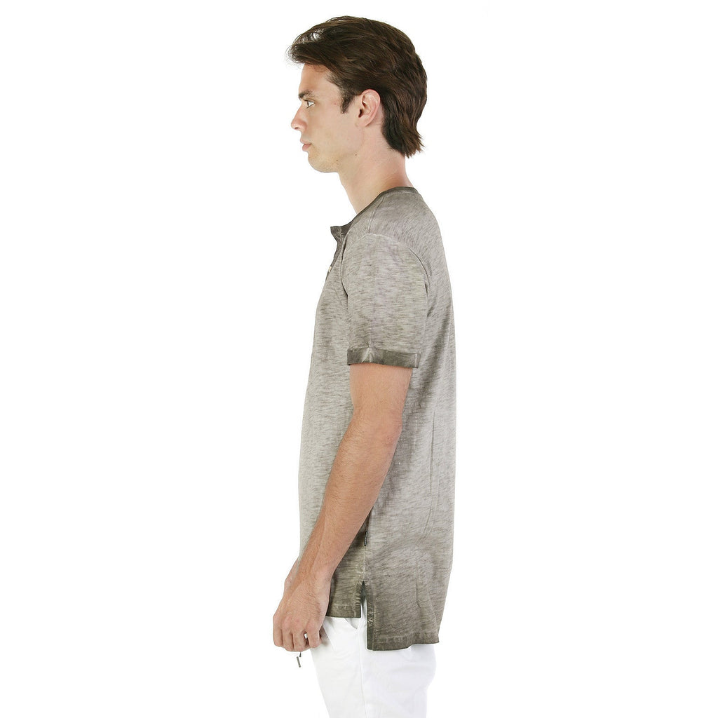 ZIMEGO Men's Vintage Color Dyed Short Sleeve Crew Neck Chest Pocket Henley Shirt-2