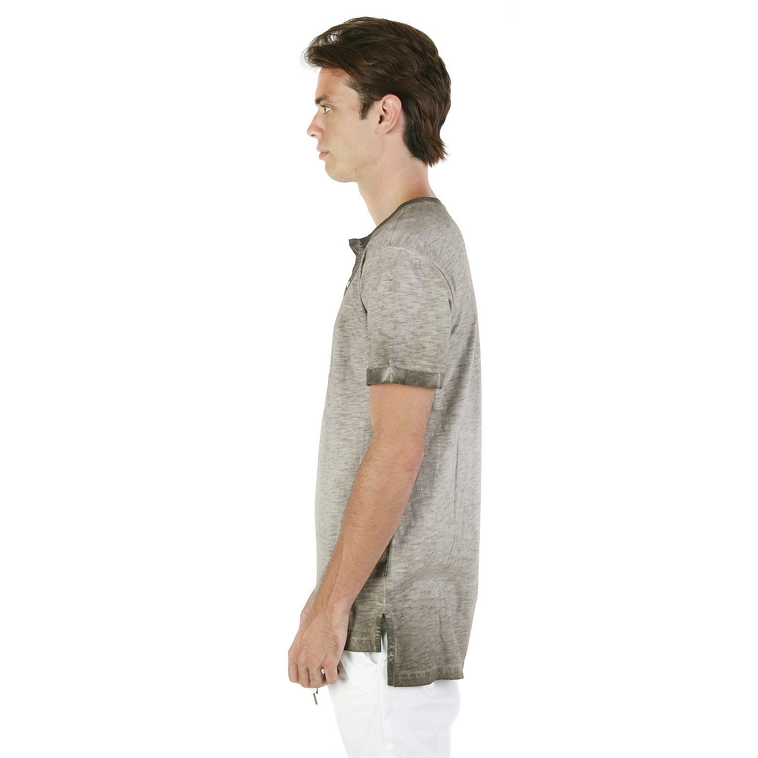 ZIMEGO Men's Vintage Color Dyed Short Sleeve Crew Neck Chest Pocket Henley Shirt-2