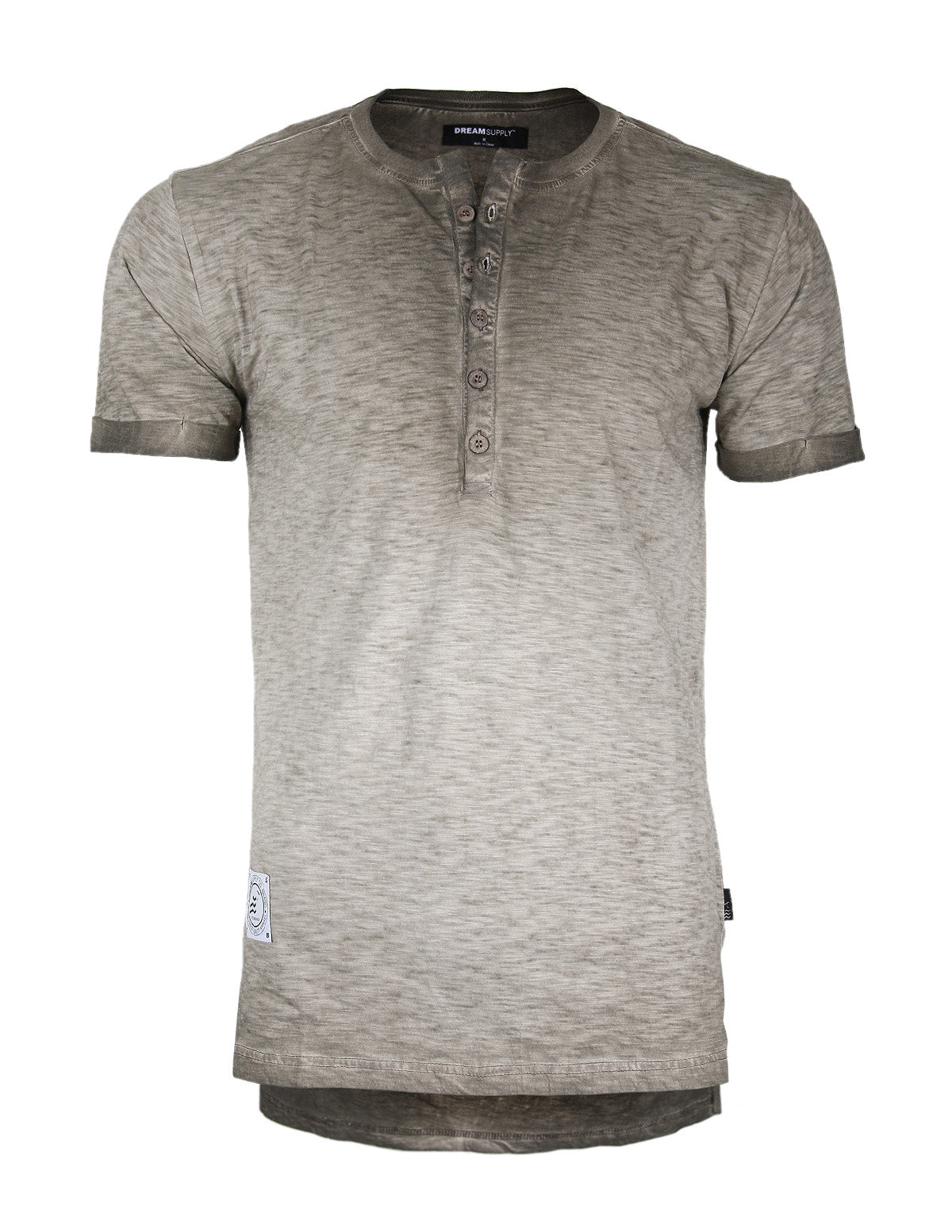 ZIMEGO Men's Vintage Color Dyed Short Sleeve Crew Neck Chest Pocket Henley Shirt-1