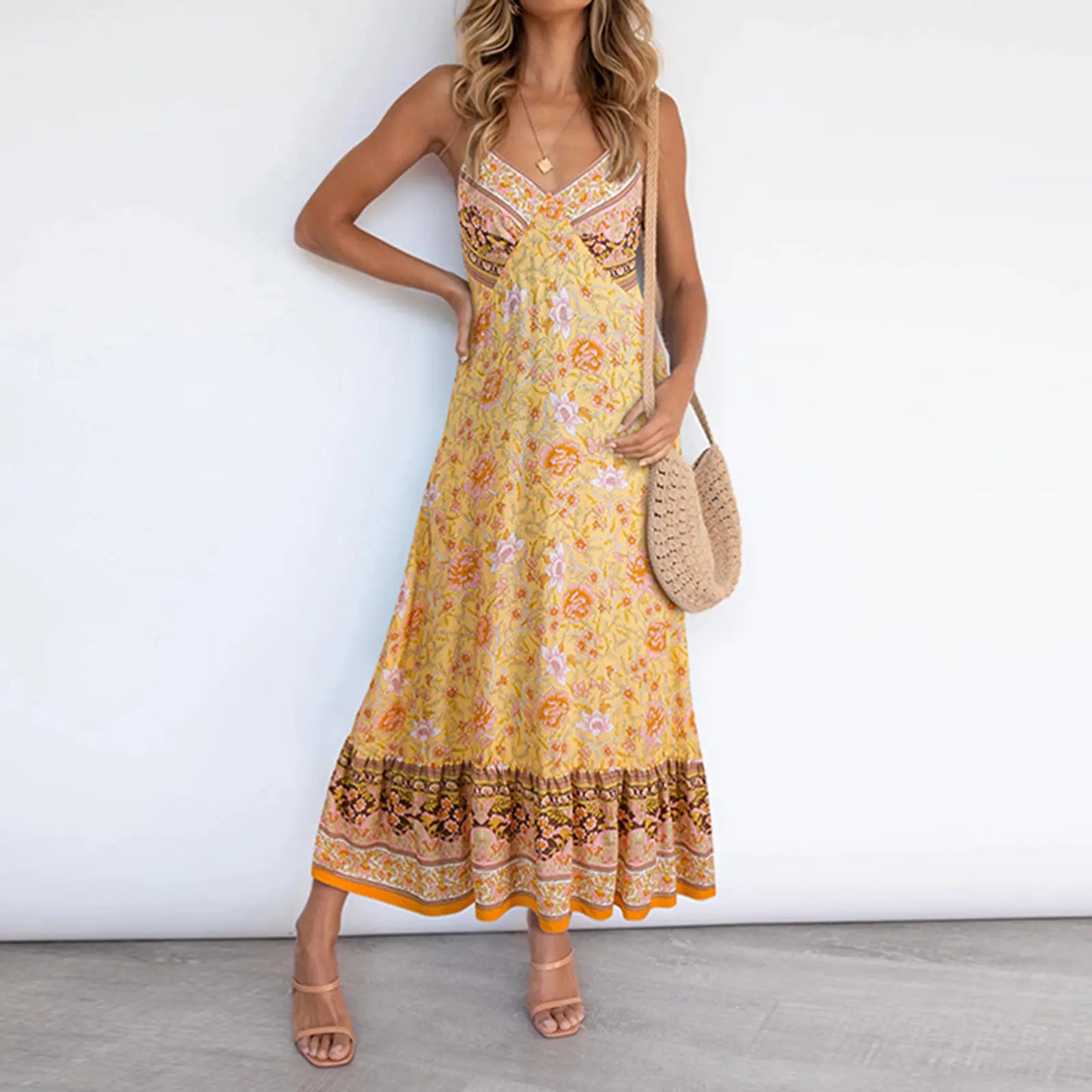 2021 Women's Casual Sexy Floral Print V-Neck Dress