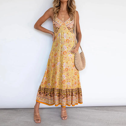 2021 Women's Casual Sexy Floral Print V-Neck Dress