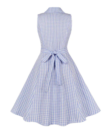 Vintage Floral V-Neck Sleeveless High-Waist Dress