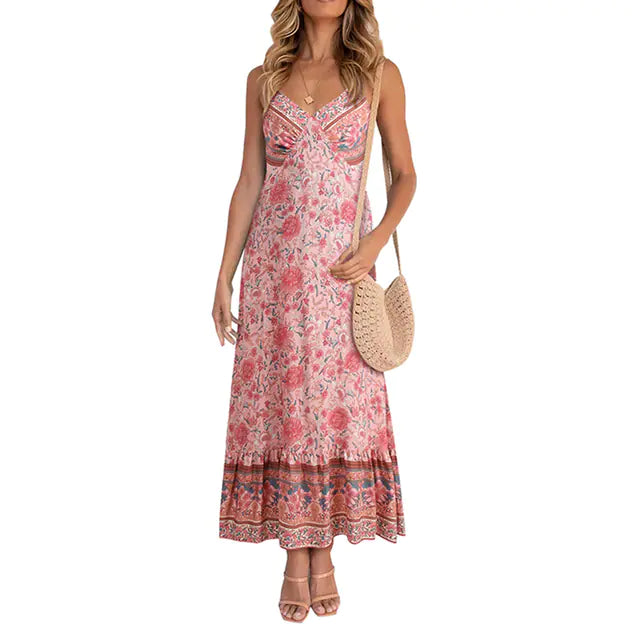 2021 Women's Casual Sexy Floral Print V-Neck Dress